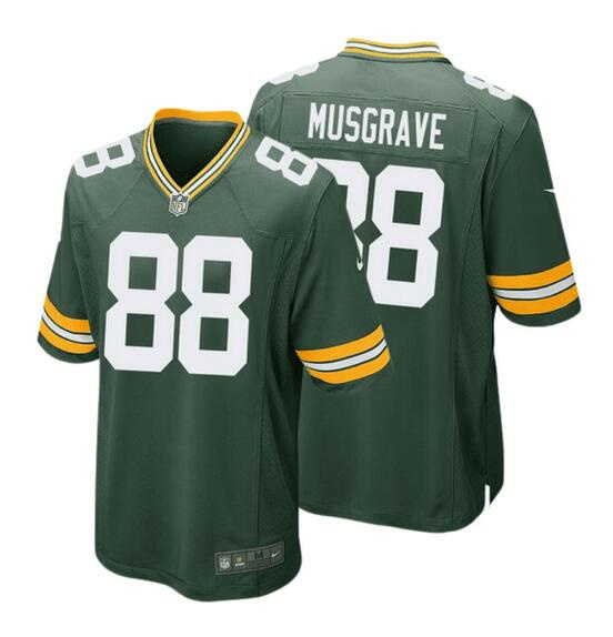 Men's Green Bay Packers #88 Luke Musgrave Green Stitched Game Jersey Men's Green Bay Packers #88 Luke Musgrave Green Stitched Game Jersey